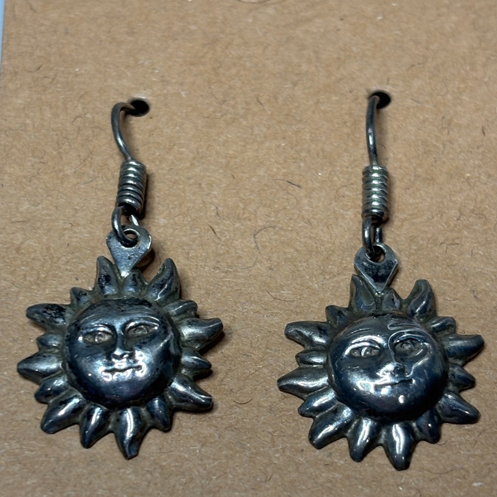 Vintage 925 Sterling Silver Sun Earrings